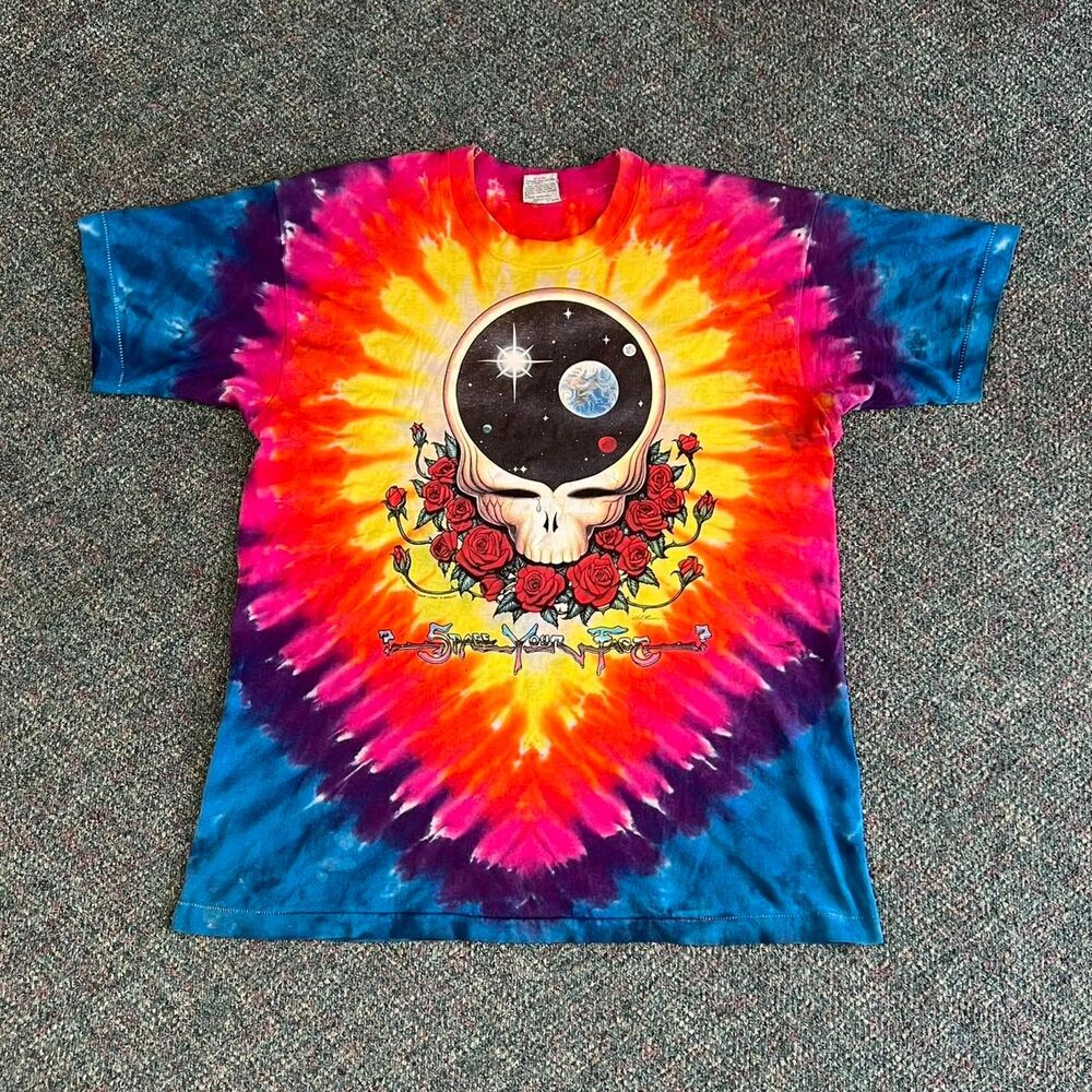 Vintage 1992 Liquid Blue Space Your Face Grateful Dead tie dye tee
